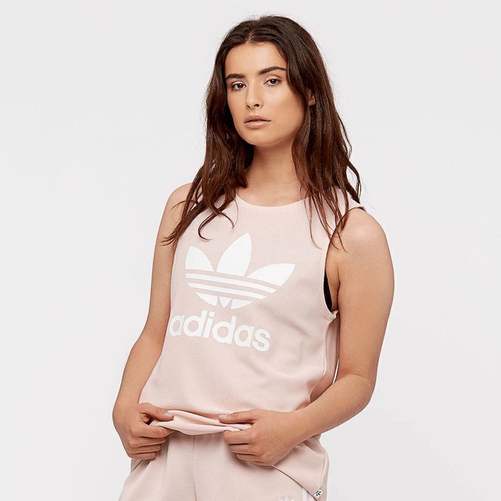 Adidas Women's Loose Trefoil Tank Top Pink Size XS